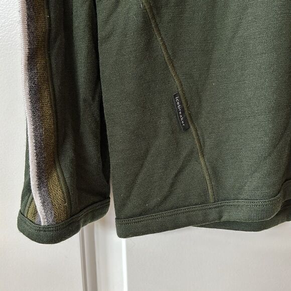 Icebreaker Green Sweater Zip Pullover Mens Large Sport 320 100% Merino Wool - Picture 5 of 11